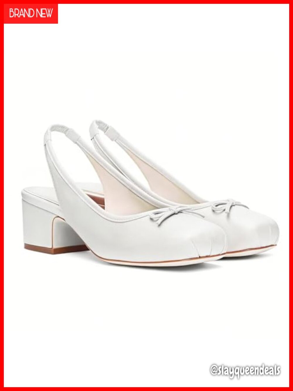 Ruched Satin Slingback Heels with Bow Square Toe Block Heels Ballerina Pumps